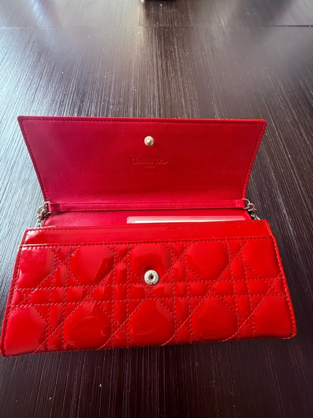 Christian Dior Patent Cannage wallet on chain - Picture 3 of 9